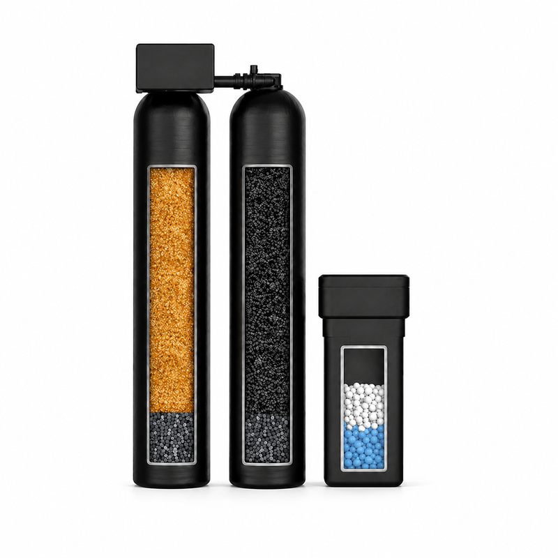 Whole-home dual-tank water softener and carbon filter system for Southern California city water — Sol Connection